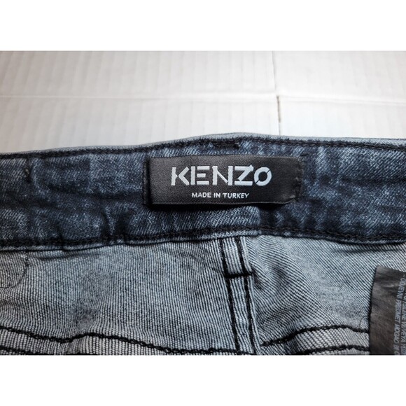 Kenzo Distressed Black Gray Jeans Button Fly Ripped Skinny Fit Womens Size W34 - Picture 5 of 12